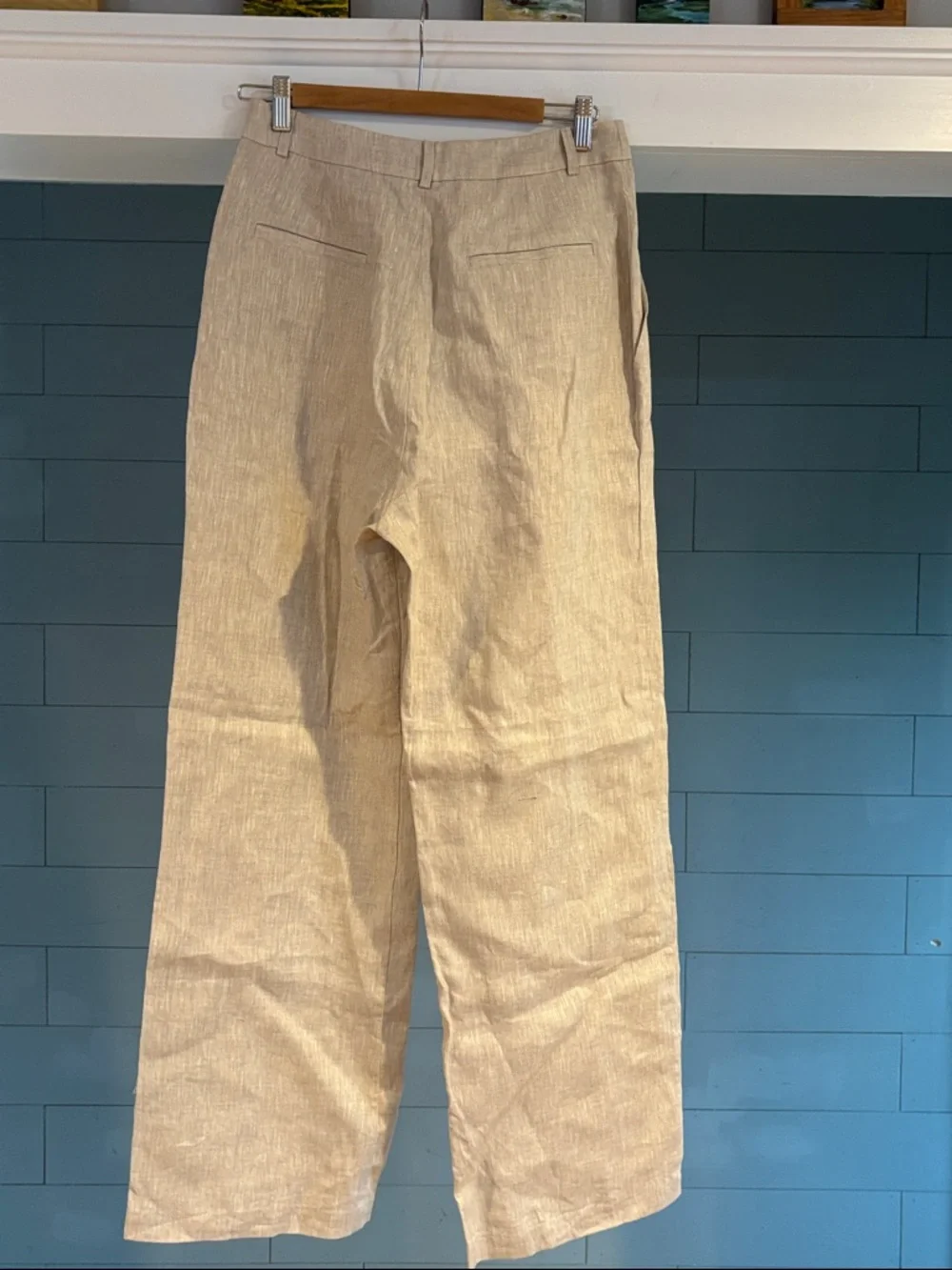 Reformation‎ Neutral Linen Straight-Leg Pants
